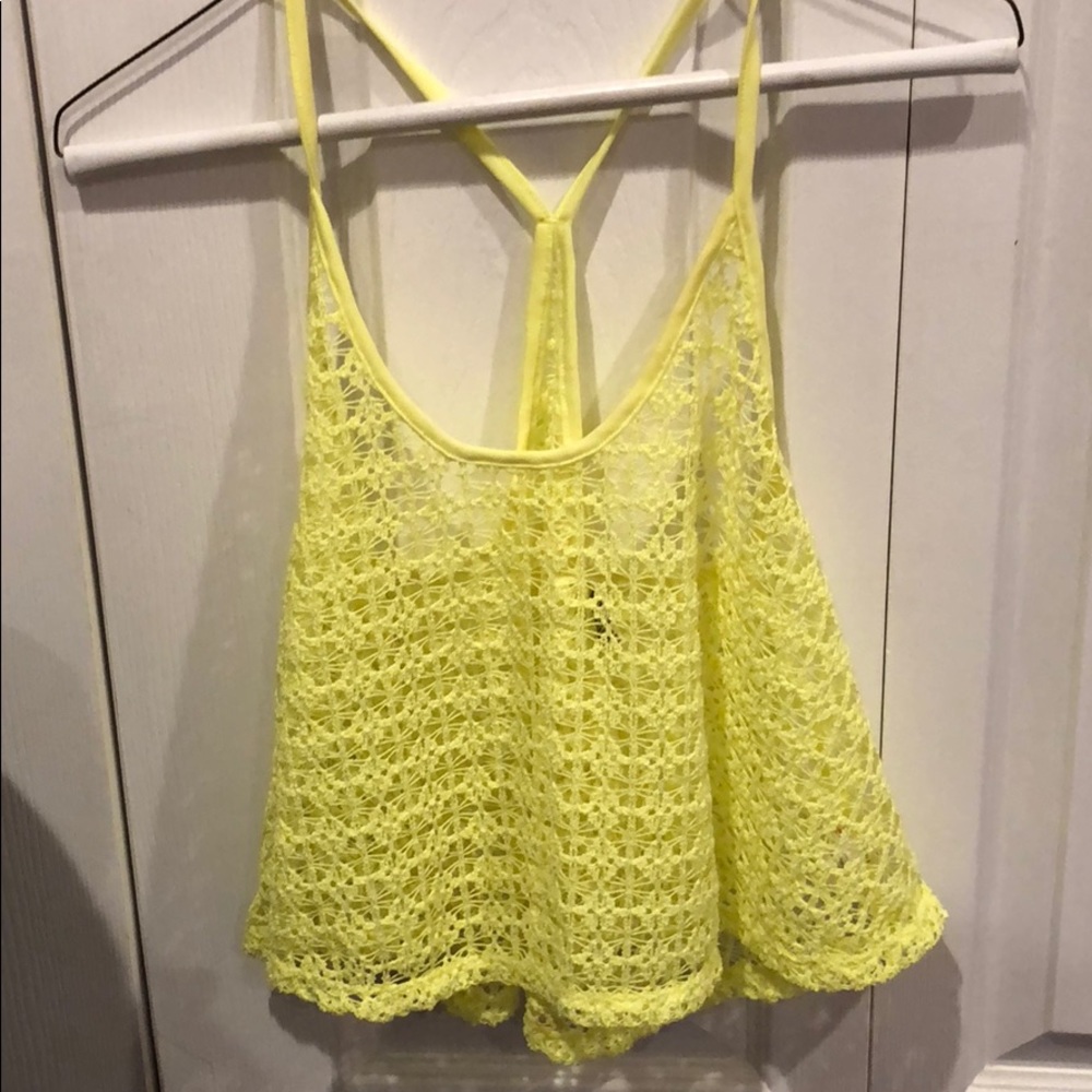 Neon yellow cover up crop top